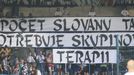 Fotbaloví diváci v utkání Slovanu Liberec s Dněprem Dněpropetrovsk v Evropské lize.