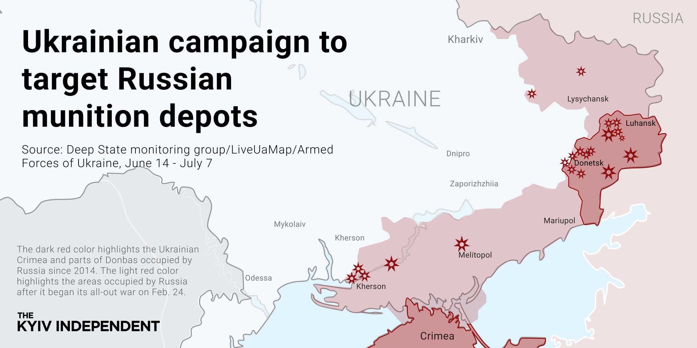 Ukrajina pálí po ruských skladech se zbraněmi a velitelských stanovištích v okupovaných oblastech.