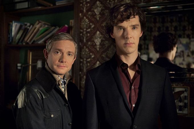 Martin Freeman a Benedict Cumberbatch (Watson a Holmes).