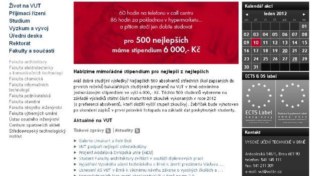 VUT Brno podpoří nejlepší středoškoláky stipendii!
