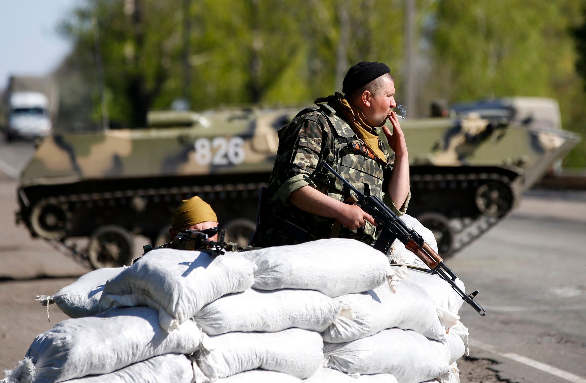 Ukrajina 24.4 - Kontrolní stanoviště ukrajinské armády