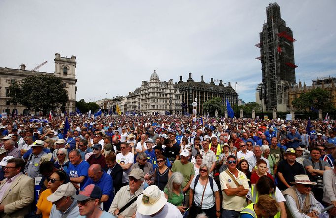 Protest příznivců Evropské unie v Londýně.