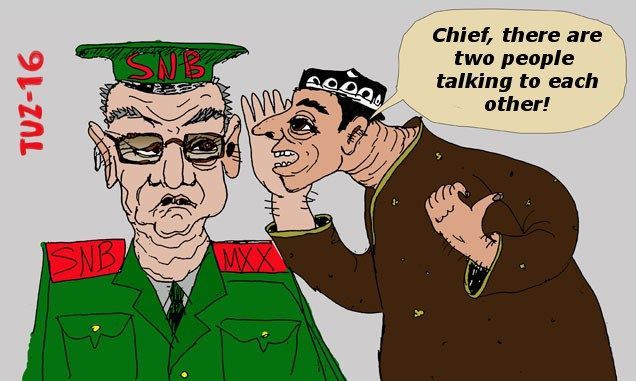 Karikatury uzbeckého umělce Tuze