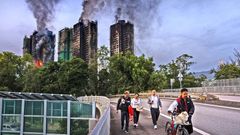 Hong Kong, Čína, bytový komplex, požár