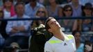 Britain's Andy Murray reacts during his match against Czech Republic's Radek Stepanek at the Queen's Club Championships in west London June 12, 2014. REUTERS/Suzanne Plun