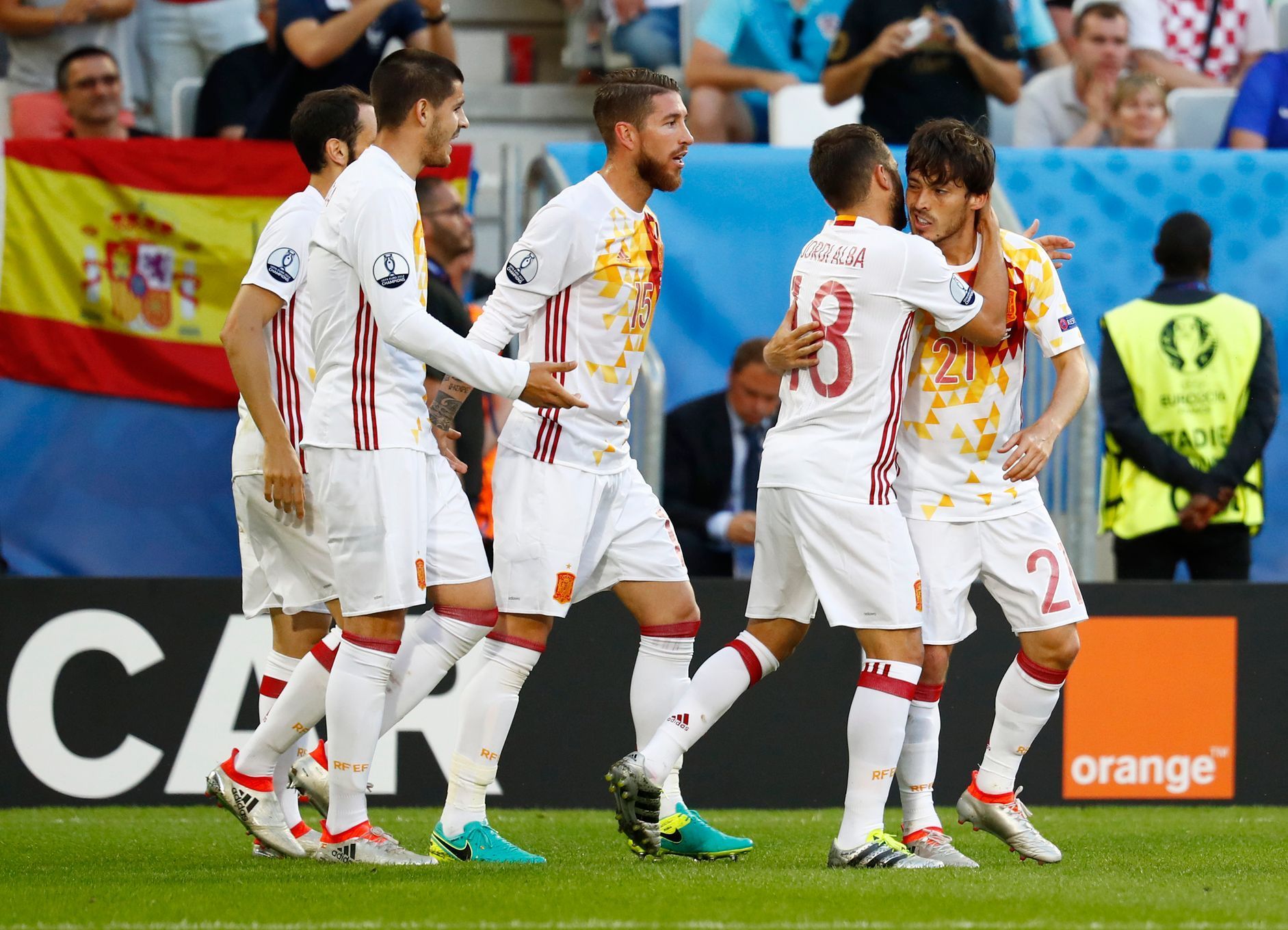 Euro 2016, Chorvatsko-Španělsko: Španělé slaví gól na 0:1