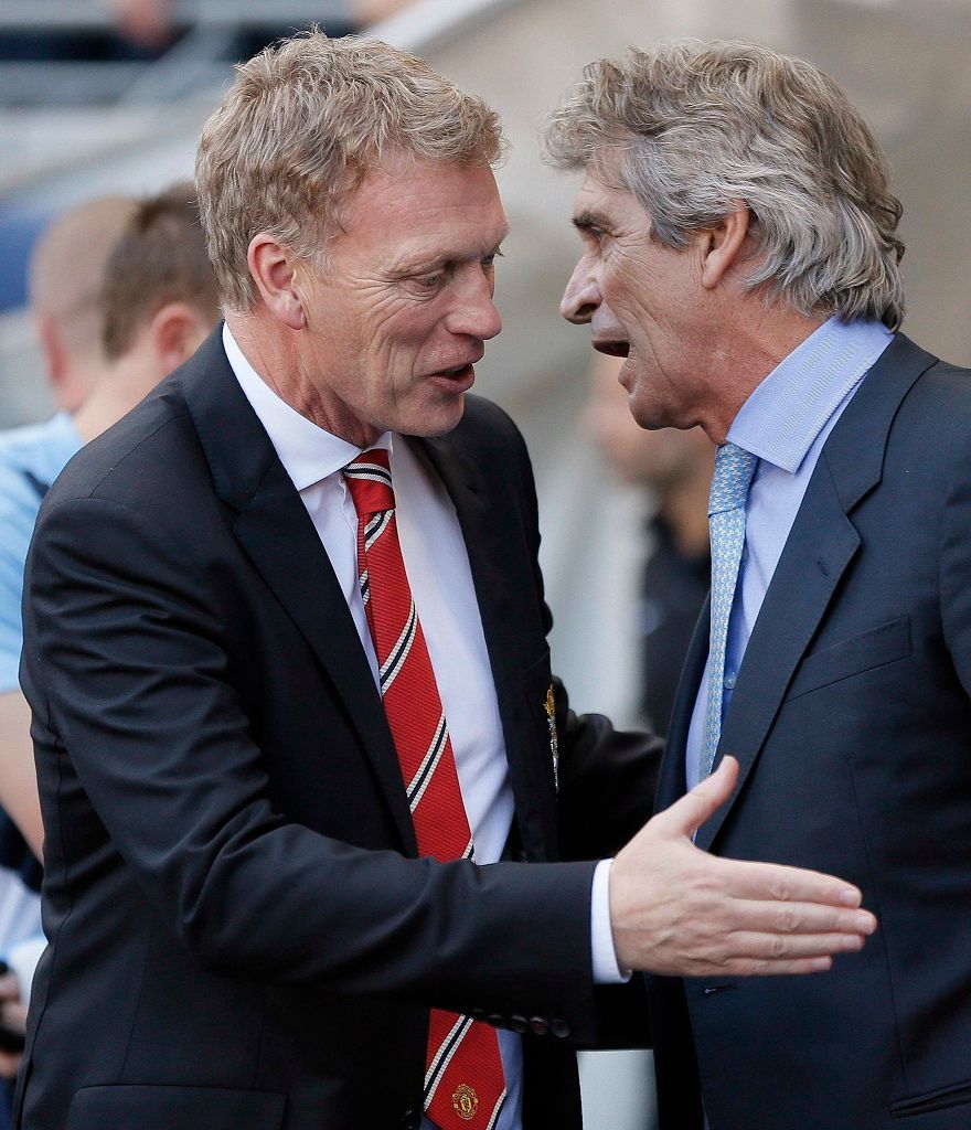 Manchester City vs. United, utkání Premier League (Moyes, Pellegrini)