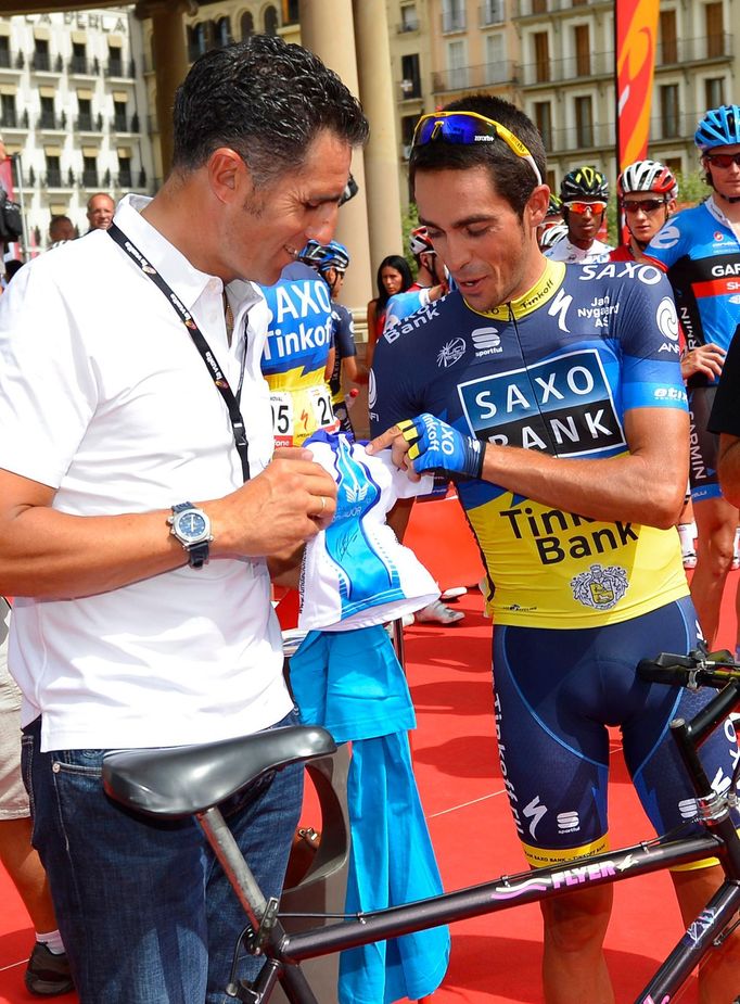 Alberto Contador a Miguel Indurain na letošní Vueltě