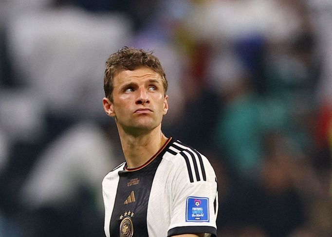 Zklamaný Thomas Müller po zápase MS 2022 Kostarika - Německo