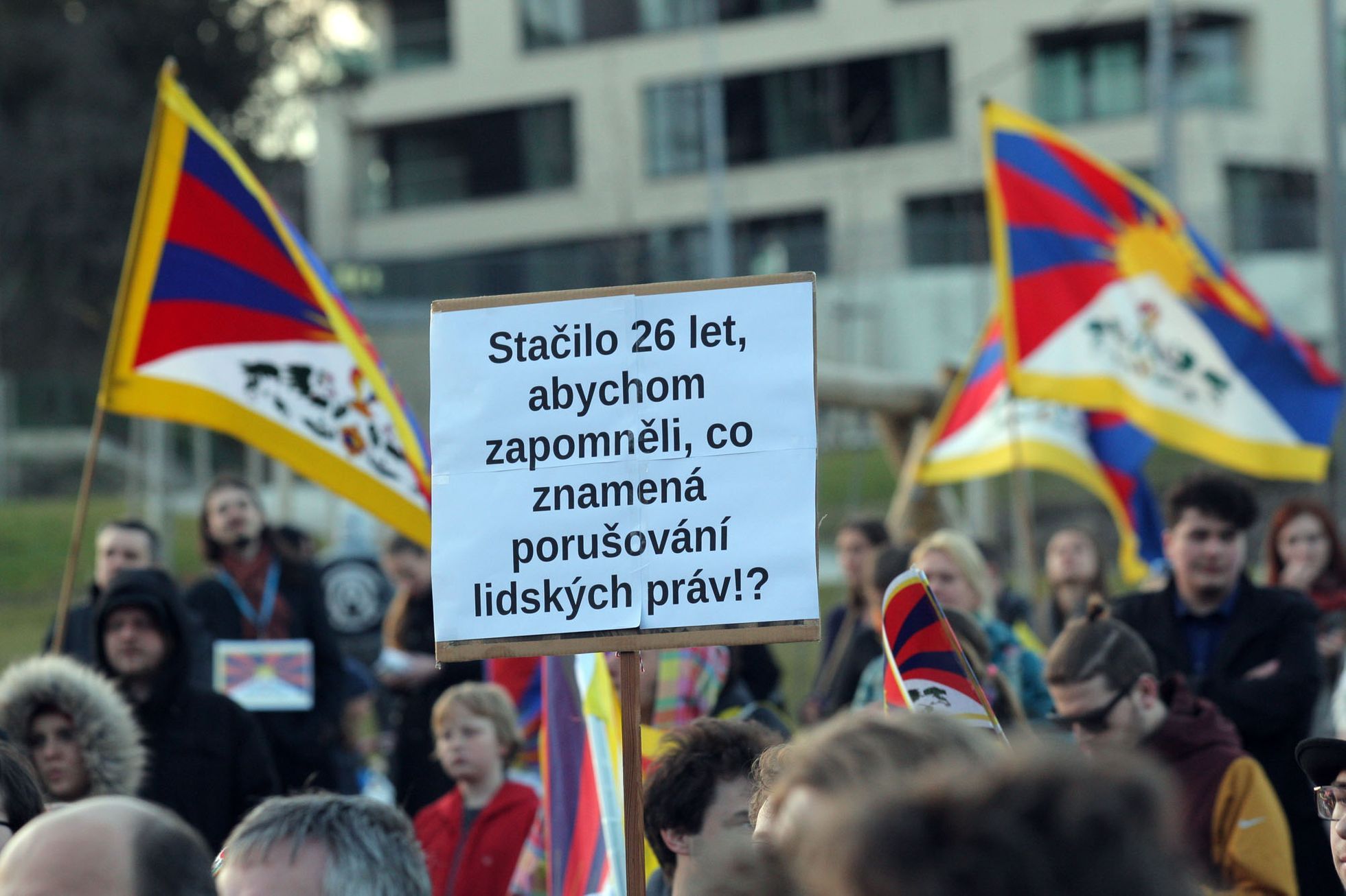 Demonstrace za svobodný Tibet a demokracii v Česku