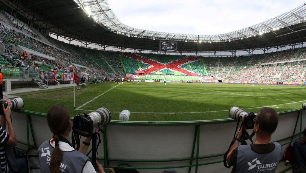 Nový stadion ve Vratislavi před utkáním Slask - Lubin