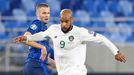 David McGoldrick in action with Slovakia’s Denis Vavro