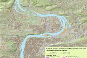 Povodeň v Praze na rozlivovém modelu