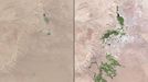 http://climate.nasa.gov/state_of_flux#Desertchanges_Egypt.jpeg Al Farafra Oasis, Egypt Unlike much newly developed desert agriculture, the western Egyptian fields seen he