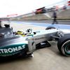 Mercedes Formula One driver Rosberg of Germany exits his gar