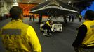 US Navy Launches Drone May 14, 2013 - Virginia Coast, Virginia , U.S. - An X-47B is towed into the hangar bay of the aircraft carrier USS George H.W. Bush. George H.W. Bush is the first aircraft carrier to successfully catapult launch an unmanned aircraft from its flight deck.