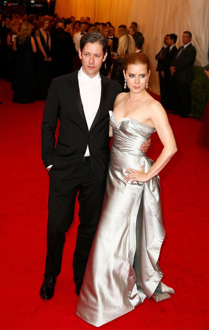 Actress Amy Adams and her husband Darren Gallo arrive at the Metropolitan Museum of Art Costume Institute Gala Benefit celebrating the opening of &quot;Charles James: Bey