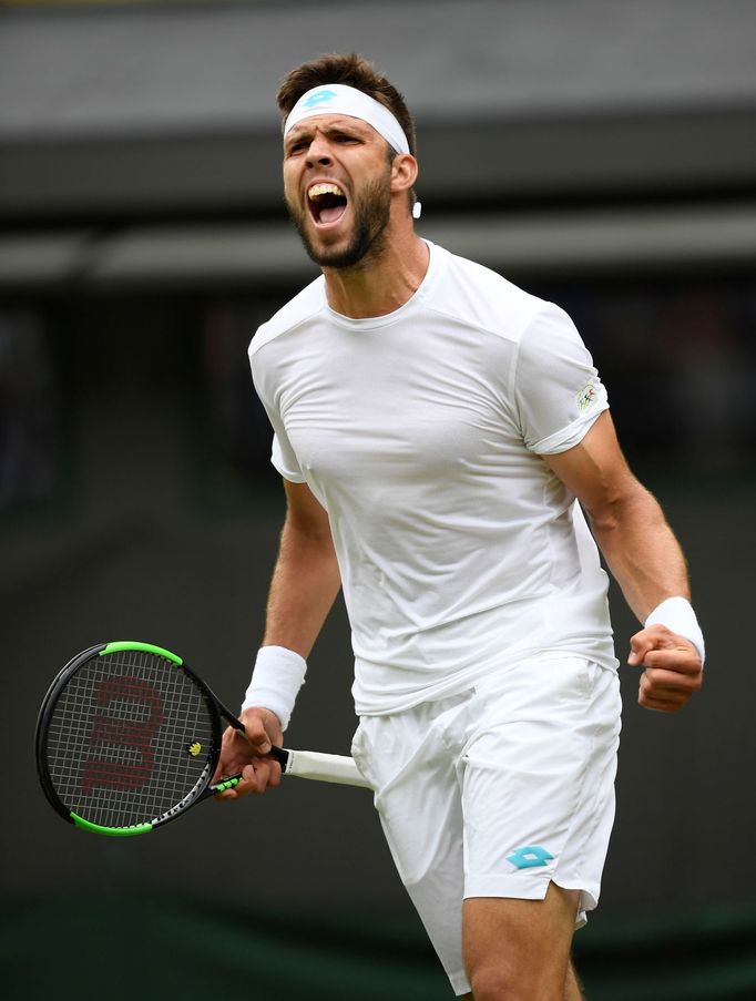 Jiří Veselý v prvním kole Wimbledonu.