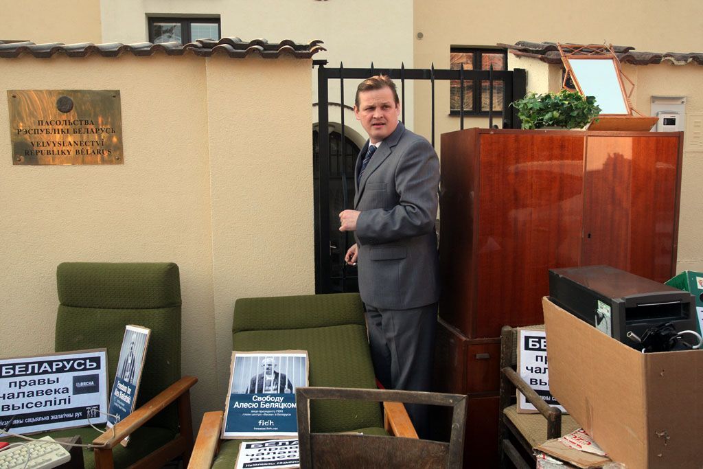 Protest před Běloruskou ambasádou.