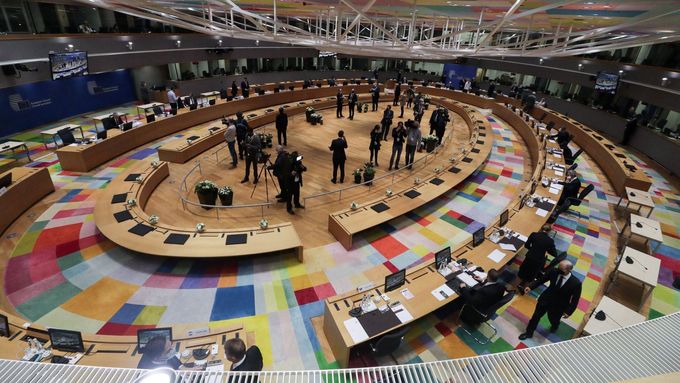 Hlavní zasedací místnost Rady Evropy v Bruselu.