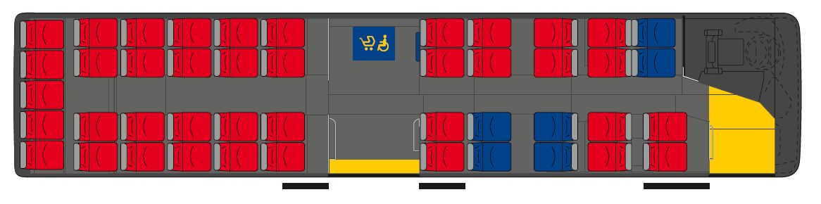 Ropid zveřejnil také vizualizaci interiéru autobusu s barevným uspořádáním sedadel.