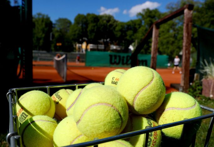 Tennis balls are seen in the Smashing Suns tennis club as the government loosened a seven-week-old lockdown due to the coronavirus disease (COVID-19) outbreak in Vienna,