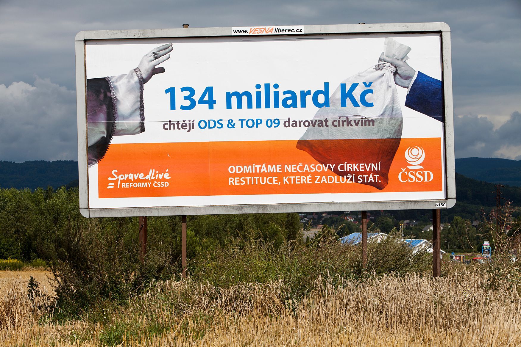 ČSSD církevní restituce billboard 2012