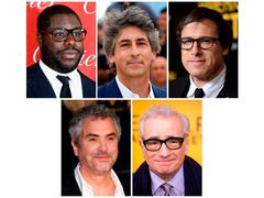Režiséři nominovaní na Oscara 2014: Steve McQueen, Alexander Payne, David O. Russell, Alfonso Cuarón a Martin Scorsese.