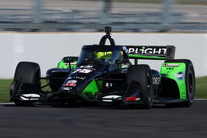Mick Schumacher při prvním testu vozu IndyCar v Indianapolisu