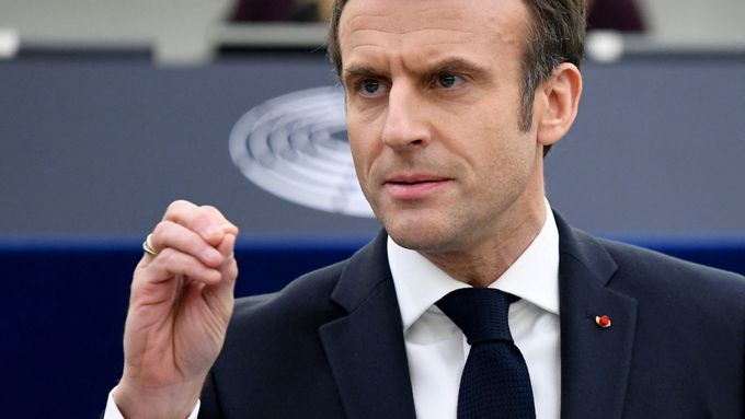 Emmanuel Macron na půdě Evropského parlamentu.