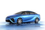 Toyota FCV koncept - představa největší světové automobilky o voze využívajícím k výrobě elektřiny pro svůj elektromotor vodíkové palivo. Sériový vůz má být hotov zhruba za dva roky.
