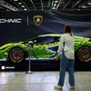 A life-sized Lamborghini Sian FKP 37 car made with Lego is seen at 2022 Paris Auto Show, France October 17, 2022. REUTERS/Stephane Mahe