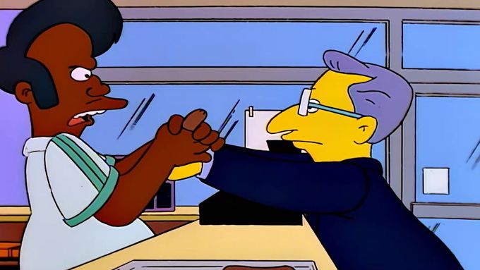 Ukázka z epizody Simpsonových, ve které má prominentní roli Apu.