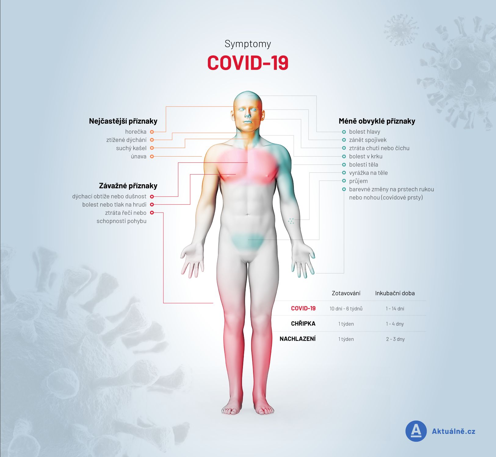 Grafika: symptomy covid-19 přehledně