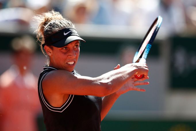 Tennis - French Open - Roland Garros, Paris, France - June 1, 2019. Madison Keys of the U.S. in action during her third round match against Russia's Anna Blinkova. REUTER