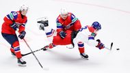Filip Zadina, Johannes Johannesen a Petter Vesterheim v zápase MS 2025 Česko - Norsko