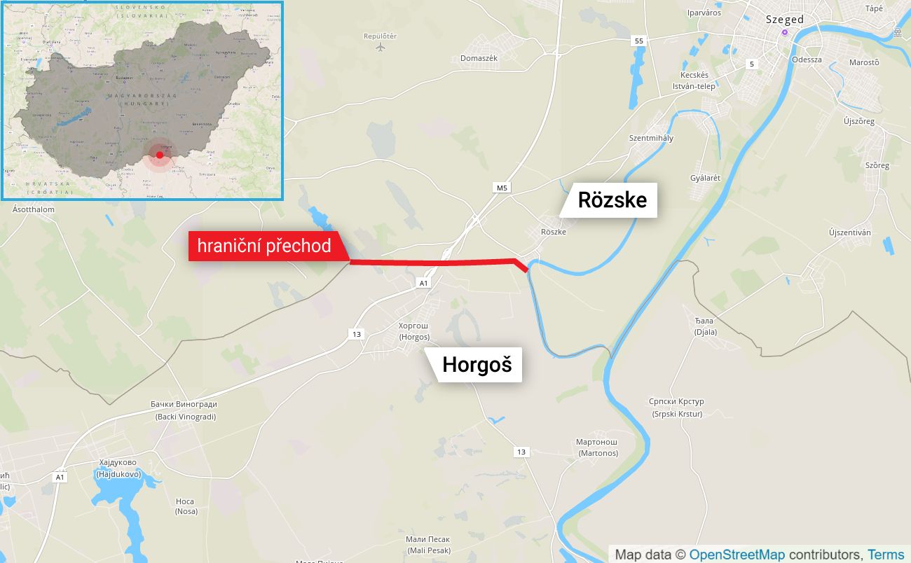 Hraniční přechod Röszke-Horgoš - mapa