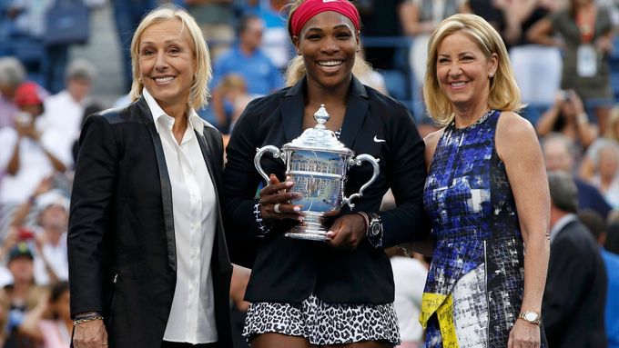 Martina Navrátilová, Serena Williamsová a Chris Evertové: tři z nejlepších tenistek historie.