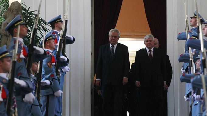 President Milos Zeman (left) and technocratic Prime Minister Jiri Rusnok during the naming ceremony