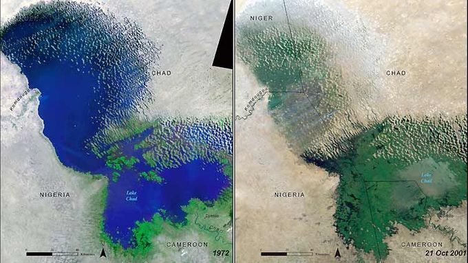 Jezero Čad v sub-saharské Africe se pomalu, ale jistě vysušuje. Stejně jako v případě Aralského jezera nebo Mrtvého moře hrozí katastrofa.