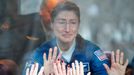 Americká astronautka NASA Christina Kochová se loučí před odletem do vesmíru