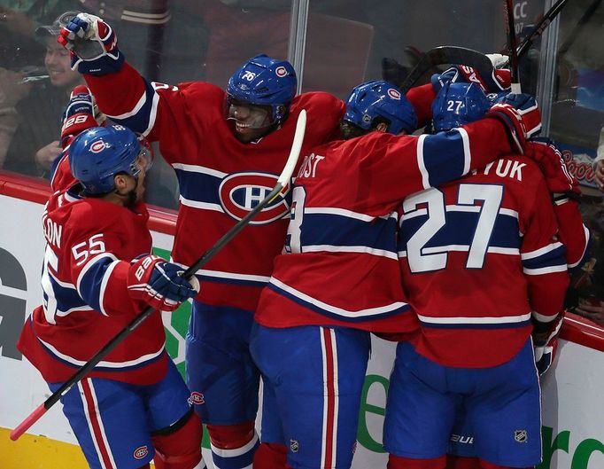 Radost hokejistů Montrealu Canadiens v NHL.