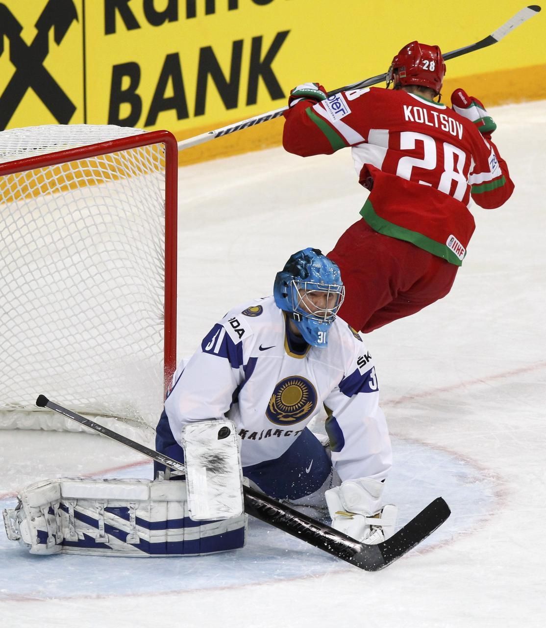 MS v hokeji 2012: Kazachstán - Bělorusko (Jeremenko, Kolcov, gól)