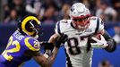 Rob Gronkowski (87) z týmu New England Patriots v Super Bowlu LIII