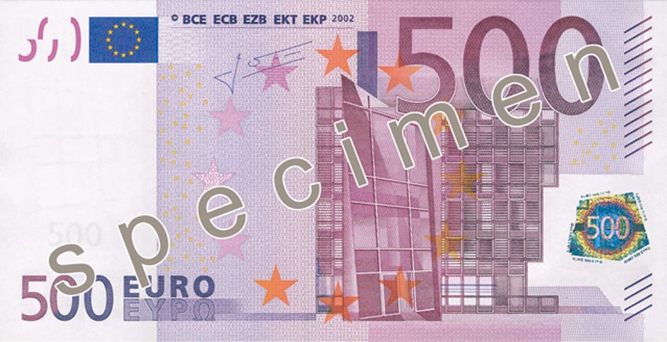 Bankovka v hodnotě 500 eur