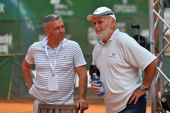 Ronald Wawrečka s bývalým fedcupovým kapitánem Jiřím Medonosem na Macha Lake Open 2021.