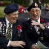 Canadian WWII veterans Reynolds and Nightingale a ceremony on the eve of the 70th anniversary of the liberation of the Netherlands at the Canadian War Cemetery in Holten