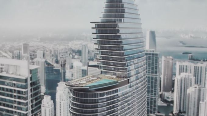 Výrobce luxusních aut Aston Martin se ve videu chlubí, že postaví mrakodrap v Miami