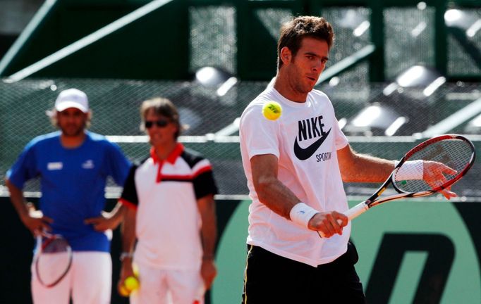 Argentinský tenista Juan Martín Del Potro na tréninku před semifinále Davis Cupu s Českou republikou.