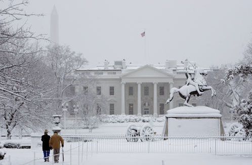 Bílý dům pod sněhem